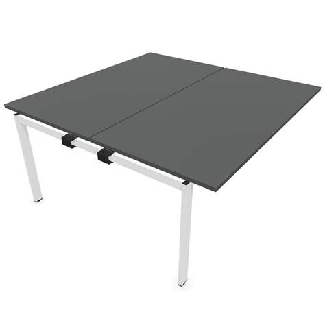 Büro-Schreibtisch SQart beidseitig, Erweiterungsmodul, Gestell weiß, Arbeitsplatte dunkelgrau, B x T: 1600 x 1600 mm - Nowy Styl Group