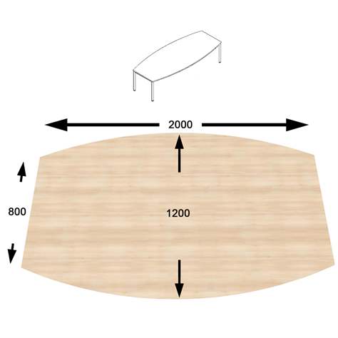 Konferenztisch, Fassform, Farbe Ahorn, B x T: 2000 x 1200 mm - Nowy Styl Group - Bild3