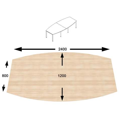 Konferenztisch, Fassform, Farbe Nussbaum, B x T: 2400 x 1200 mm - Nowy Styl Group - Bild2