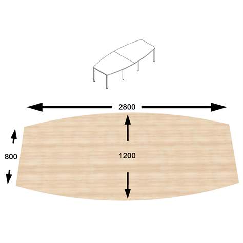 Konferenztisch, Fassform, Farbe Akazie, B x T: 2800 x 1200 mm - Nowy Styl Group - Bild3