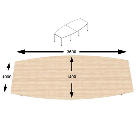 Konferenztisch, Fassform, Farbe Lichtgrau, B x T: 3600 x 1400 mm - Nowy Styl Group - Bild3