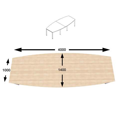 Konferenztisch, Fassform, Farbe Dunkelgrau, B x T: 4000 x 1400 mm - Nowy Styl Group - Bild3