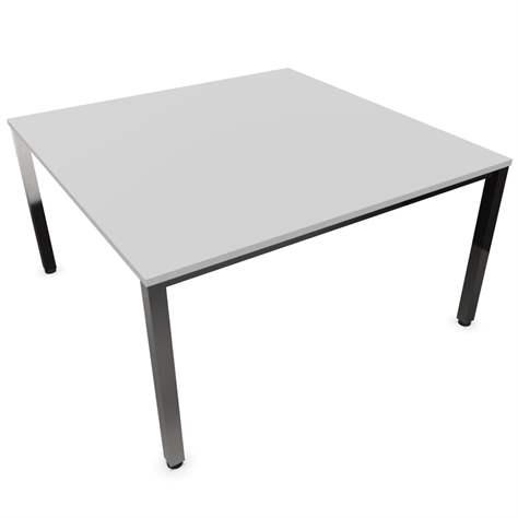 Besprechungstisch, Farbe Lichtgrau, B x T: 1400 x 1400 mm, eckiges Säulen-Gestell, glänzend - Nowy Styl Group