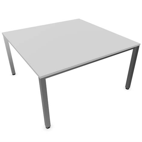 Besprechungstisch, Farbe Lichtgrau, B x T: 1400 x 1400 mm, eckiges Säulen-Gestell, matt - Nowy Styl Group