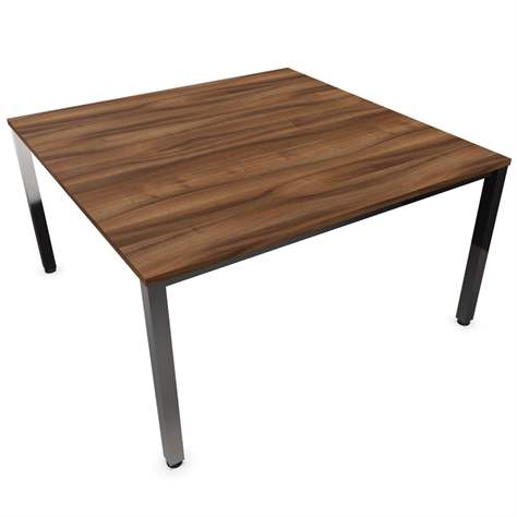 Besprechungstisch, Farbe Nussbaum, B x T: 1400 x 1400 mm, eckiges Säulen-Gestell, glänzend - Nowy Styl Group