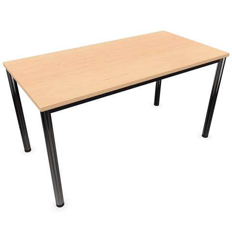 Besprechungstisch, runde Tischbeine, glänzend, Farbe Ahorn, B x T: 1400 x 700 mm - Nowy Styl Group