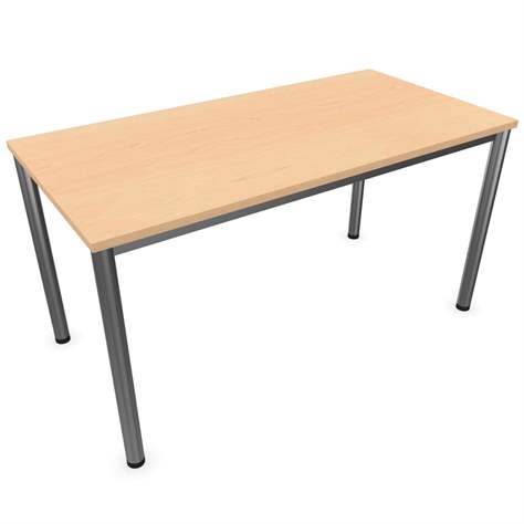 Besprechungstisch, runde Tischbeine, matt, Farbe Ahorn, B x T: 1400 x 700 mm - Nowy Styl Group