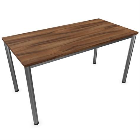 Besprechungstisch, runde Tischbeine, matt, Farbe Nussbaum, B x T: 1400 x 700 mm - Nowy Styl Group