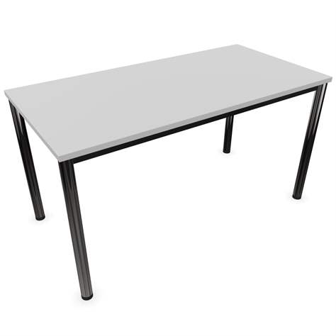 Besprechungstisch, runde Tischbeine, glänzend, Farbe Lichtgrau, B x T: 1400 x 700 mm - Nowy Styl Group