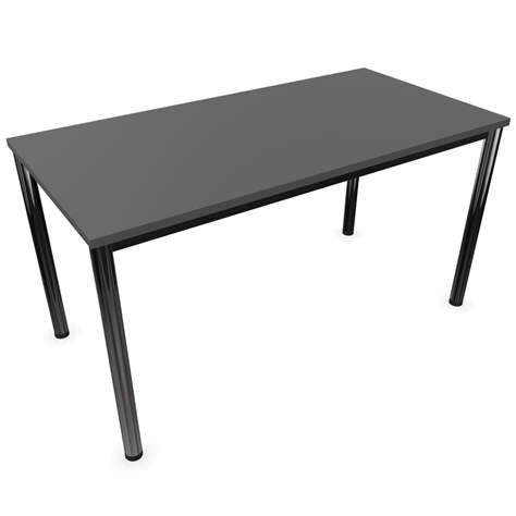 Besprechungstisch, runde Tischbeine, glänzend, Farbe Dunkelgrau, B x T: 1400 x 700 mm - Nowy Styl Group