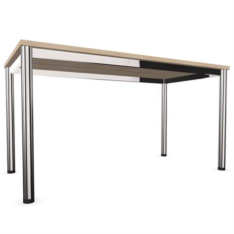 Besprechungstisch, runde Tischbeine, glänzend, Farbe Nussbaum, B x T: 1400 x 700 mm - Nowy Styl Group - Bild4