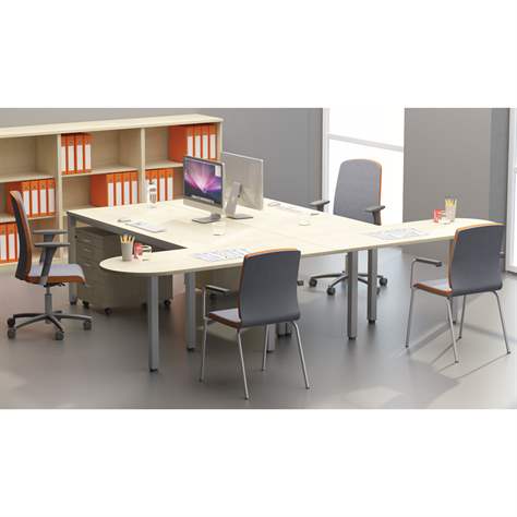 Besprechungstisch, Farbe Akazie, B x T: 1400 x 700 mm, eckiges Säulen-Gestell, glänzend - Nowy Styl Group - Bild6