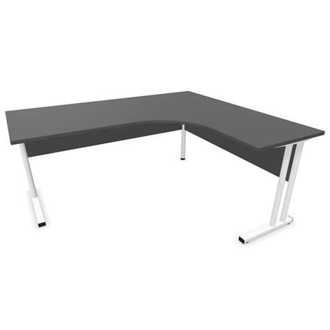 Büro-Schreibtisch 'L'-Form, Gestell 'C' weiß, Farbe Dunkelgrau, rechts, B: 1800 x 1600 mm - Nowy Styl Group