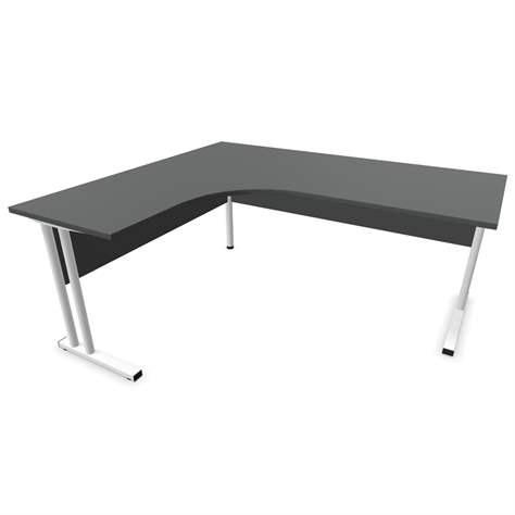 Büro-Schreibtisch 'L'-Form, Gestell 'C', weiß, Farbe Dunkelgrau, links, B: 1800 x 1600 mm - Nowy Styl Group