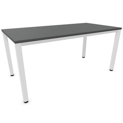 Büro-Schreibtisch, eckiges Säulen-Gestell, weiß, Farbe Dunkelgrau, B x T: 1600 x 800 mm - Nowy Styl Group