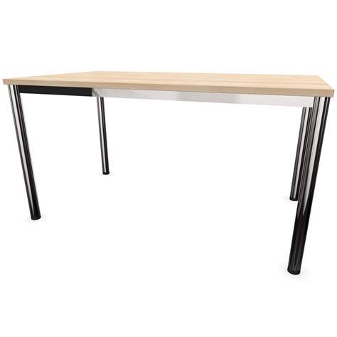 Büro-Schreibtisch, runde Tischbeine, glänzend, Farbe Akazie, B x T: 1400 x 800 mm - Nowy Styl Group