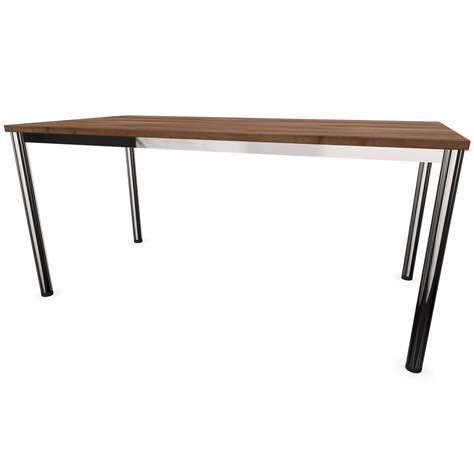 Büro-Schreibtisch,  runde Tischbeine, glänzend, Farbe Nussbaum, B x T: 1600 x 800 mm - Nowy Styl Group