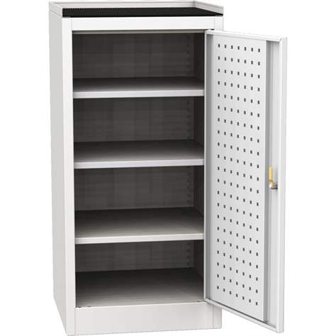 Příruční dílenská skříňka, v x š h: 1030 x 500 x 500 mm, 3 x police, barva šedá RAL7035/ šedá RAL7035 - Kovos Verneřice