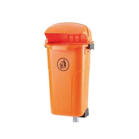 Abfallbehälter aus Kunststoff für Außenbereich, Volumen 50 L, orange -  EMPORO