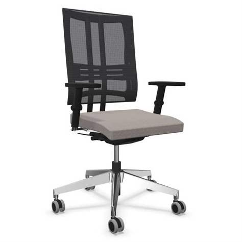 Moderner Bürostuhl @-MOTION mit Armlehnen, Sitz-Bezugsmaterial Basic - Farbe Lichtgrau, Stahlgestell verchromt - Nowy Styl Group