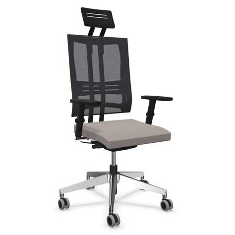 Moderner Bürostuhl @-MOTION mit Kopfstütze, Sitz-Bezugsmaterial Basic - Farbe Lichtgrau, Stahlgestell verchromt - Nowy Styl Group