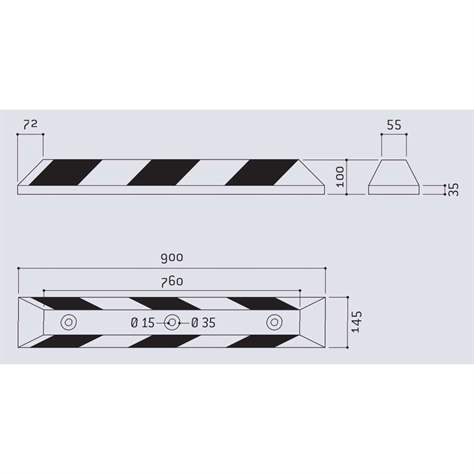 Parkstop, Gummi, Länge 900 mm, Farbe Gelb/Schwarz - Bild3