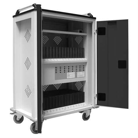 Tablet-Ladewagen, 32 Fächer, BxTxH: 730x440x1050 mm, Türfarbe Anthrazit RAL7016 - Malow