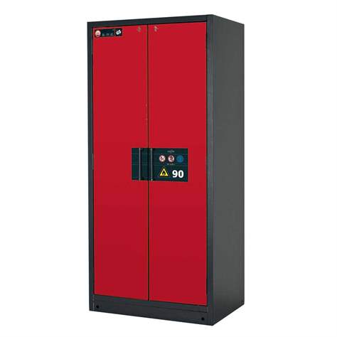 Bezpečnostní skříň na chemikálie 90 min., 3 police + vana, š. 900 mm, TSA/AGT, dveře červené - asecos GmbH - obrázek6