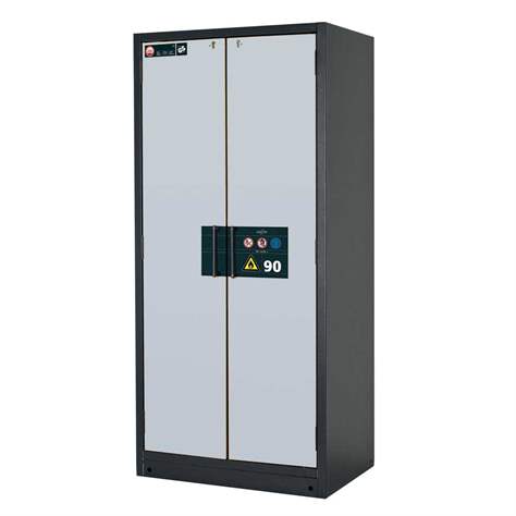 Bezpečnostní skříň na chemikálie 90 min., 3 police + vana, š. 900 mm, dveře šedé - asecos GmbH - obrázek6