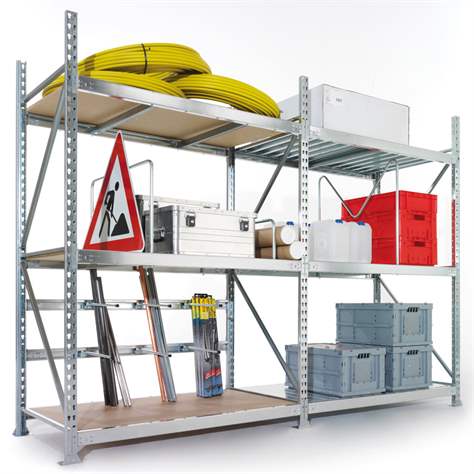 Regál zásuvný MINI-RACK, V: 2500 mm, 4 police 2200 x 1050 mm z dřevotřísky, nosnost 600 kg, základní - META Skladovací technika - obrázek3