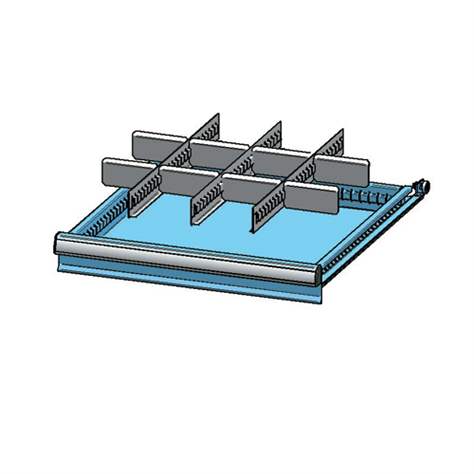 Schubladeneinteilungen aus verzinktem Blech 4 x 3, für Schubladen 918 x 612 x 300 mm - Polak CZ, s.r.o.