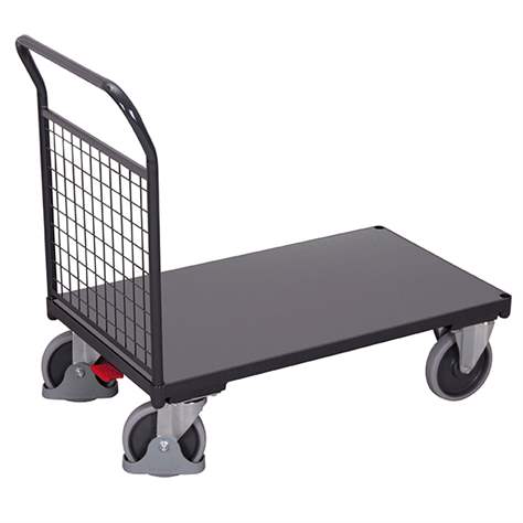 Plattformwagen VARIOfit mit 1 Gitterstirnwand, 1000 x 600 mm, Tragfähigkeit 500 kg, Farbe Anthrazitgrau RAL7016 - Cordes