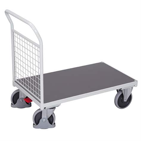 Plattformwagen VARIOfit mit 1 Gitterstirnwand, 1000 x 700 mm, Tragfähigkeit 500 kg, Farbe Lichtgrau RAL7035 - Cordes