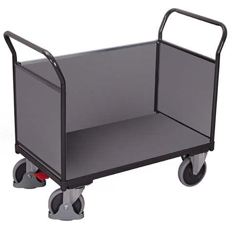 Plattformwagen VARIOfit mit 3 hohen Vollwänden, 1200 x 800 mm, Tragfähigkeit 500 kg, Farbe Anthrazit RAL7016 /Platte Grau - Cordes