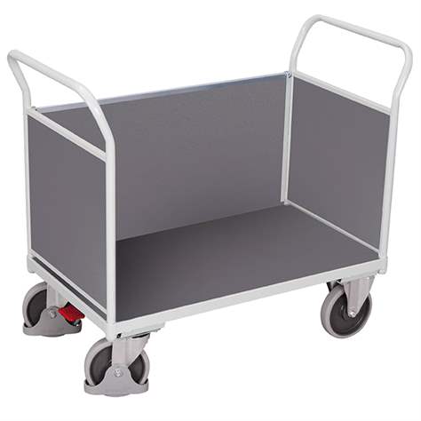 Plattformwagen VARIOfit mit 3 hohen Vollwänden, 1000 x 600 mm, Tragfähigkeit 500 kg, Farbe Lichtgrau RAL7035 /Platte Grau - Cordes