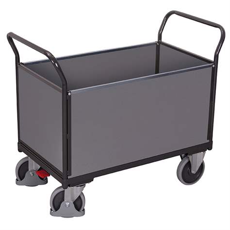 Plattformwagen VARIOfit mit 4 hohen Vollwänden, 850 x 500 mm, Tragfähigkeit 400 kg, Farbe Anthrazit RAL7016 /Platte Grau - Cordes