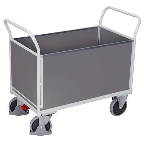 Plattformwagen VARIOfit mit 4 hohen Vollwänden, 1200 x 800 mm, Tragfähigkeit 500 kg, Farbe Lichtgrau RAL7035 /Platte Grau - Cordes