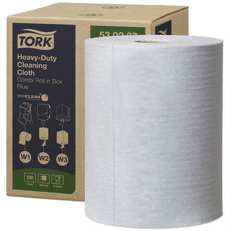 Rolă prosop șervet de hârtie material absorbant de ștergere curățare industrială TORK Heavy Duty, șervete, albastră, lungime 106 m, lățime 320 mm - TORK