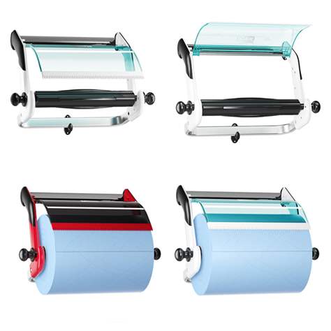 Odvíječ čistících utěrek TORK, nástěnný, barva bílo-tyrkysová - TORK - obrázek6