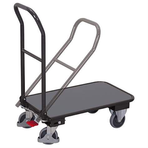 Platformwagen VARIOfit mit einem klapbarem Schiebebügel, 900x600 mm, Tragfähigkeit 250 kg, Farbe Anthrazit RAL7016 /Platte Grau - Cordes