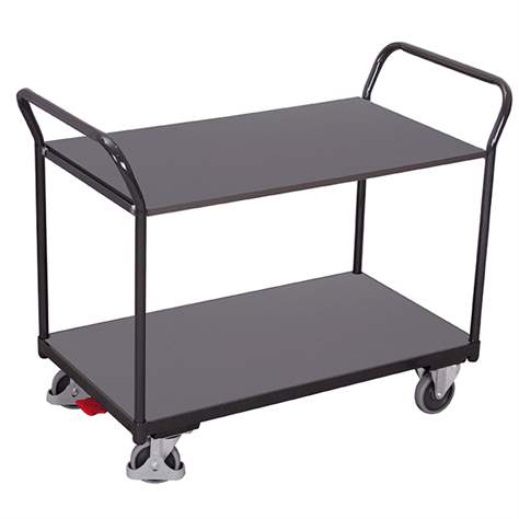 Tischwagen VARIOfit mit 2 Etagen, 2 Stirngriffe, 850x500 mm,Tragfähigkeit 200 kg, Farbe Anthrazit RAL7016 /Platte Grau - Cordes