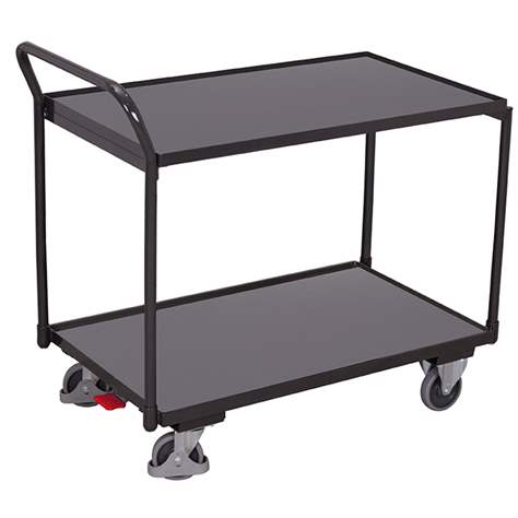 Tischwagen VARIOfit mit 2 Etagen, 1200x800 mm, Tragfähigkeit 250 kg, Farbe Anthrazit RAL7016 /Platte Grau - Cordes