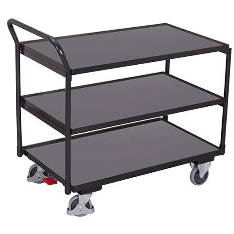 Tischwagen VARIOfit mit 3 Etagen, 1000x700 mm, Tragfähigkeit 250 kg, Farbe Anthrazit RAL7016 /Platte Grau - Cordes