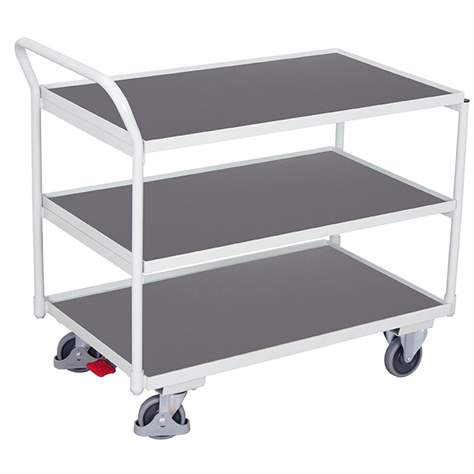 Tischwagen VARIOfit mit 3 Etagen, 1000x600 mm, Tragfähigkeit 250 kg, Farbe Lichtgrau RAL7035 /Platte Grau - Cordes
