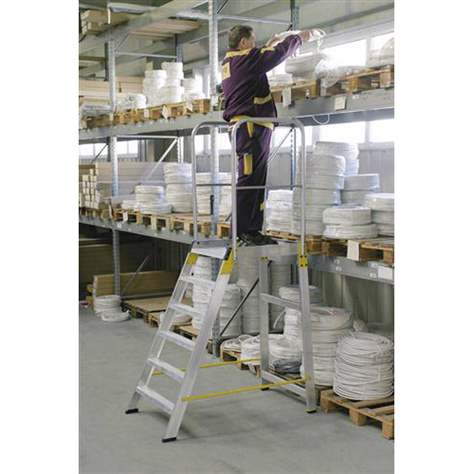 Scară cu platformă staționare FORTE și trepte pe o parte, înălțime 620 mm, 3 fuscele/trepte, cu roți - Alve - imagine2