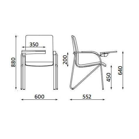 Besucher-Sessel SAMBA mit Schreibpult, gepolstert, Farbe grau - Nowy Styl Group - Bild4