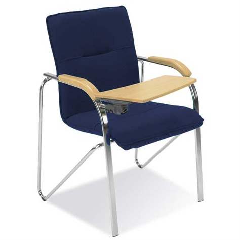 Besucher-Sessel SAMBA mit Schreibpult, gepolstert, Farbe dunkelblau - Nowy Styl Group