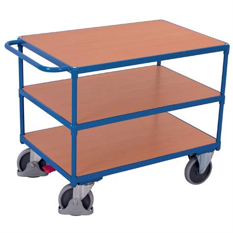 Tischwagen VARIOfit, 3 Etagen - Holzwerkstoffplatte (MDF), 850x500 mm, Tragfähigkeit 400 kg - Cordes