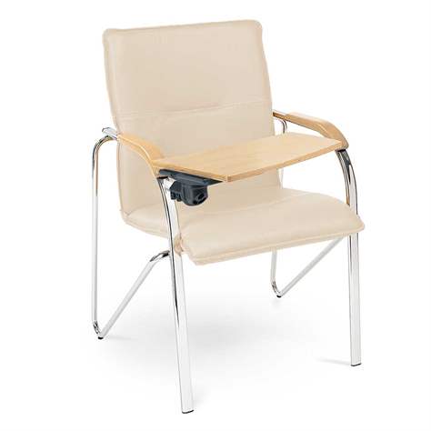 Besucher-Sessel SAMBA mit Schreibpult, Kunstleder, Farbe beige - Nowy Styl Group