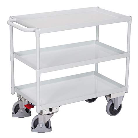 Montagehilfswagen VARIOfit mit 3 Wannenböden, 995x695 mm, Tragfähigkeit 400 kg, Farbe Lichtgrau RAL7035 - Cordes